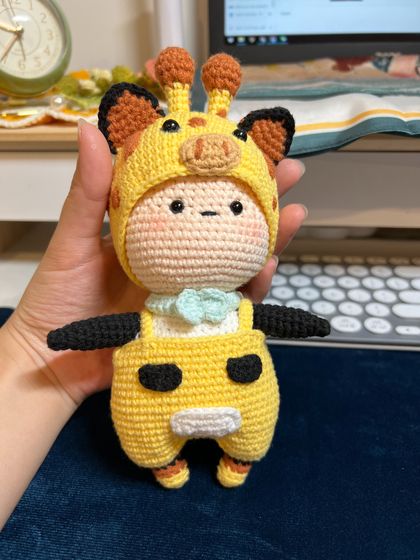 Hat-man giraffe and unicorn crochet doll thread Xmas gift